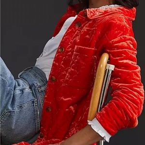 Anthropologie velvet shirt coat size medium